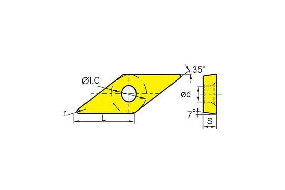 Plaquette CNC VCMT de précision avec angle V de 35° et angle C de 7° pour la coupe d'alliages à haute température