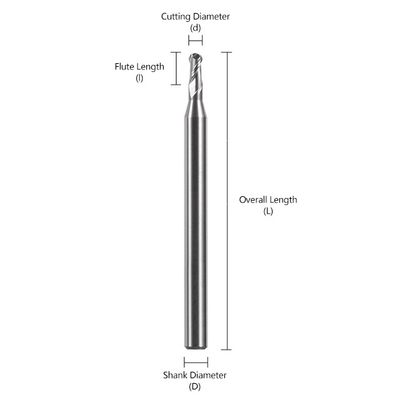 Moulin de finition de carbure de tungstène avec une longueur de flûte de 2-8 mm, un diamètre de charnière de 4 mm et une longueur totale de 50 mm pour l'usinage de précision