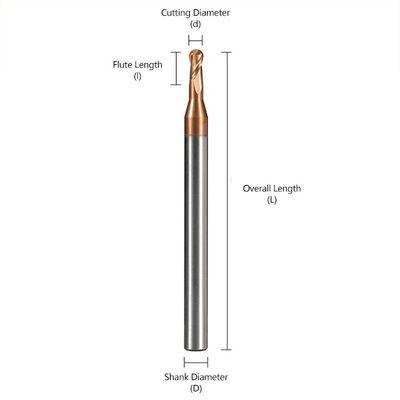 Moulin de finition de carbure de tungstène avec une longueur de flûte de 2-8 mm, un diamètre de charnière de 4 mm et une longueur totale de 50 mm pour l'usinage de précision