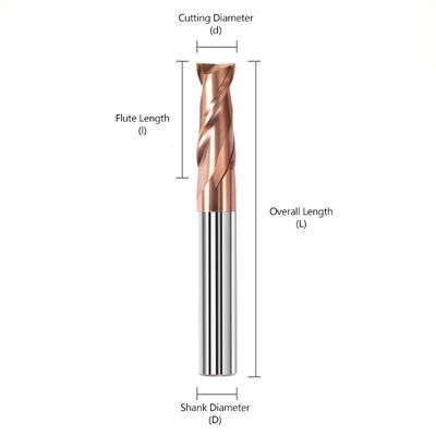 Moulin de finition à carbures de tungstène à fond plat à commande numérique avec deux flûtes et un coupe-clés à 55 degrés pour l'acier revêtu d'un revêtement nACo4