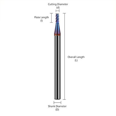 Moulin à extrémité de carbure de tungstène à 4 flûtes avec revêtement nACo4 pour usinage d'acier inoxydable