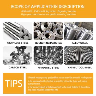 Moulin à extrémité de carbure de tungstène à 4 flûtes avec revêtement nACo4 pour usinage d'acier inoxydable