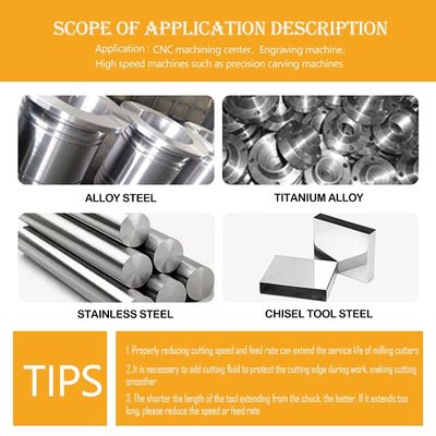 35° Angle d'hélice 0,6um Taille de grain 1-12 mm Diamètre de coupe Moulin d'extrémité de carbure de tungstène pour usinage CNC