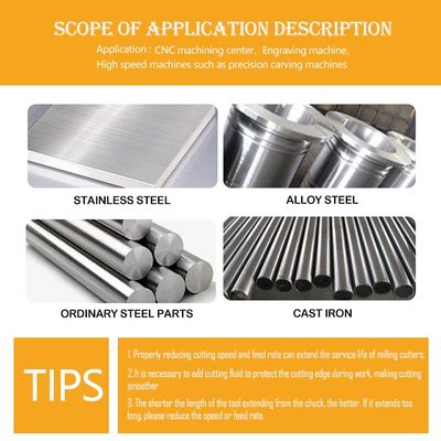 70° Dureté HRC 4 flûtes moulin de finition de carbure de tungstène avec revêtement Alnovz3 Spécialisé pour la fraiseuse CNC en acier inoxydable