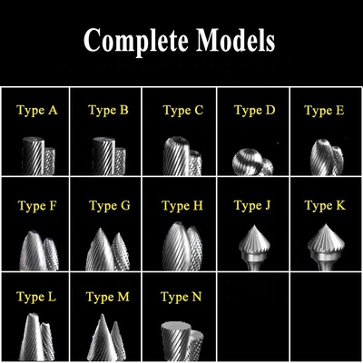 Carbure coupé simple Burr File Swivel Shape Type rotatoire B de 12 bagues double