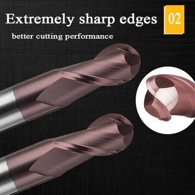 Fraise en bout en aluminium en acier de carbure de tungstène 200mm 6 cannelure R3 4 Hrc 45 ronde de Hrc 55