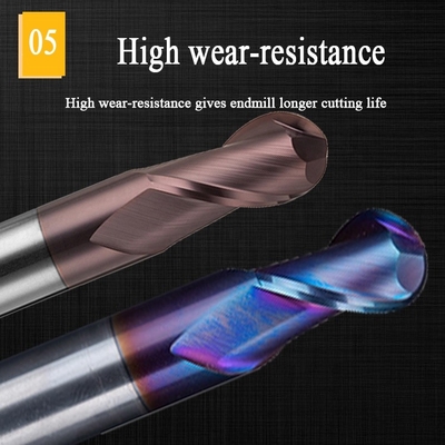 Fraise en bout en aluminium en acier de carbure de tungstène 200mm 6 cannelure R3 4 Hrc 45 ronde de Hrc 55