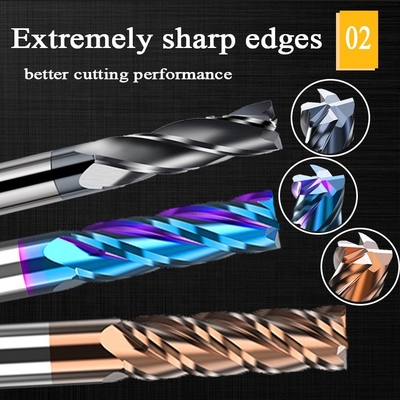carbure intérieur Hrc55 de la fraise en bout de 2.5mm 6mm D10 Hrc60 pour l'acier 12mm Endmill latéral
