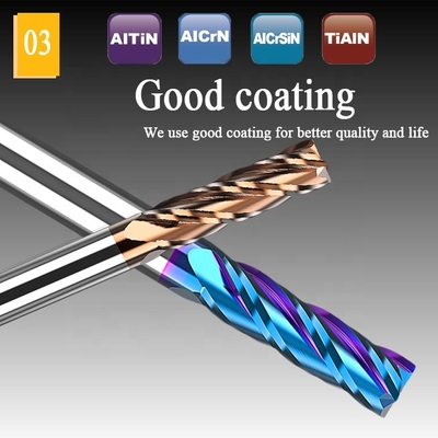 carbure intérieur Hrc55 de la fraise en bout de 2.5mm 6mm D10 Hrc60 pour l'acier 12mm Endmill latéral