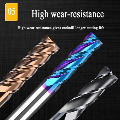 carbure intérieur Hrc55 de la fraise en bout de 2.5mm 6mm D10 Hrc60 pour l'acier 12mm Endmill latéral
